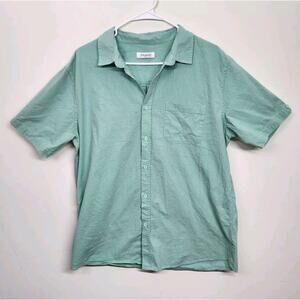 JEKAOYI Linen Blend Short Sleeve Button Down Pocket Shirt Men's Large Green 1419